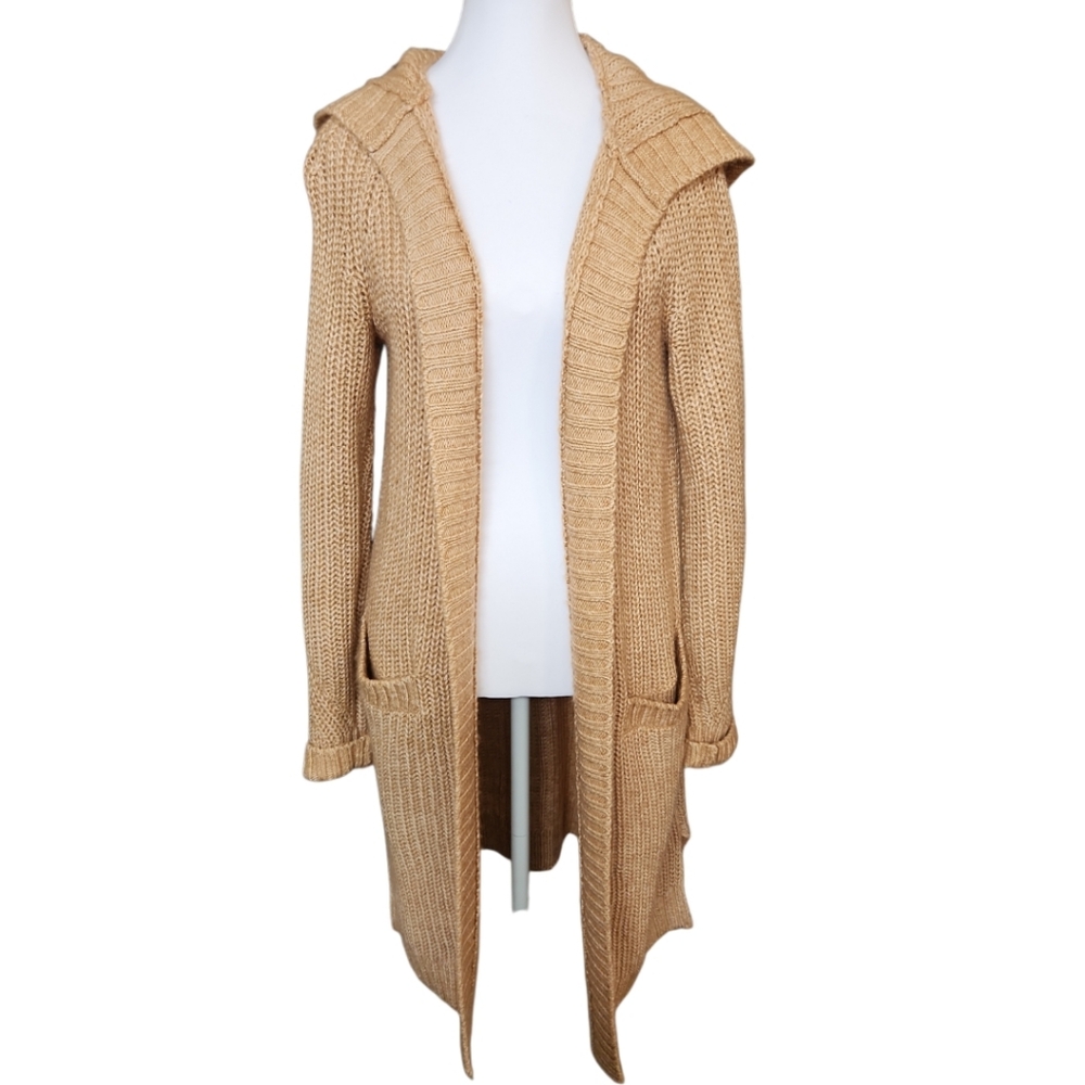 Lou & Grey for LOFT Hooded Cardigan Sweater Brown Size: Medium Preppy Knit